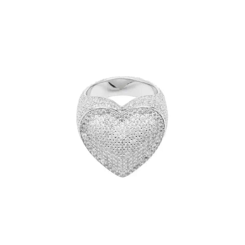 2024 Valentine's Day Gift Fashion Jewelry Micro Pave CZ Full Paved Hollow Heart Ring For Women