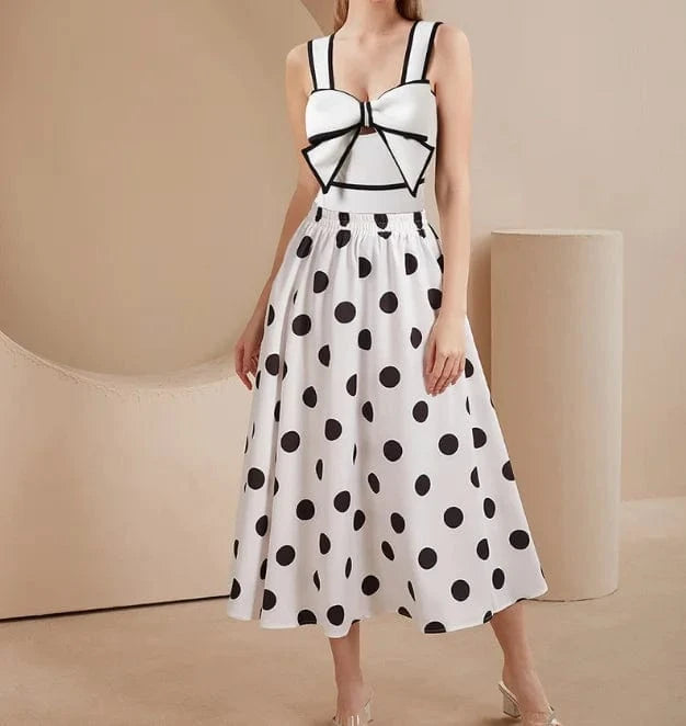 2024 Vintage Black and White Bow One Piece Swimsuit and Skirt Swimwear Women Bikini Set Beachwear Cover Ups
