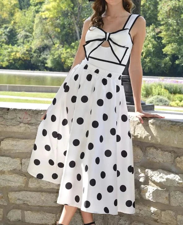 2024 Vintage Black and White Bow One Piece Swimsuit and Skirt Swimwear Women Bikini Set Beachwear Cover Ups