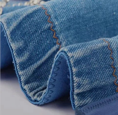 2024 Wholesale Luxury Corset Design Diamonds Beading Denim Crop Tops for Women Sexy Camis