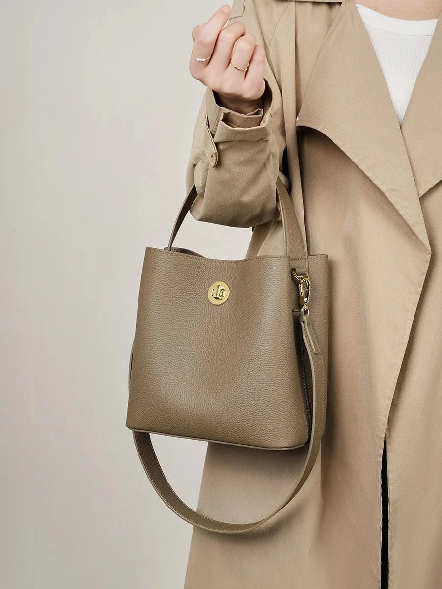 2024 winter autumn style unique brand genuine leather crossbody messenger shoulder bucket bags purse leather women handbags