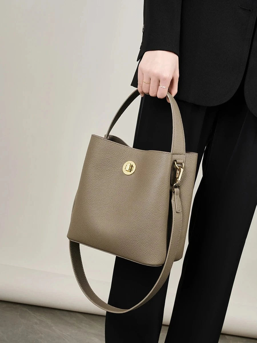 2024 winter autumn style unique brand genuine leather crossbody messenger shoulder bucket bags purse leather women handbags