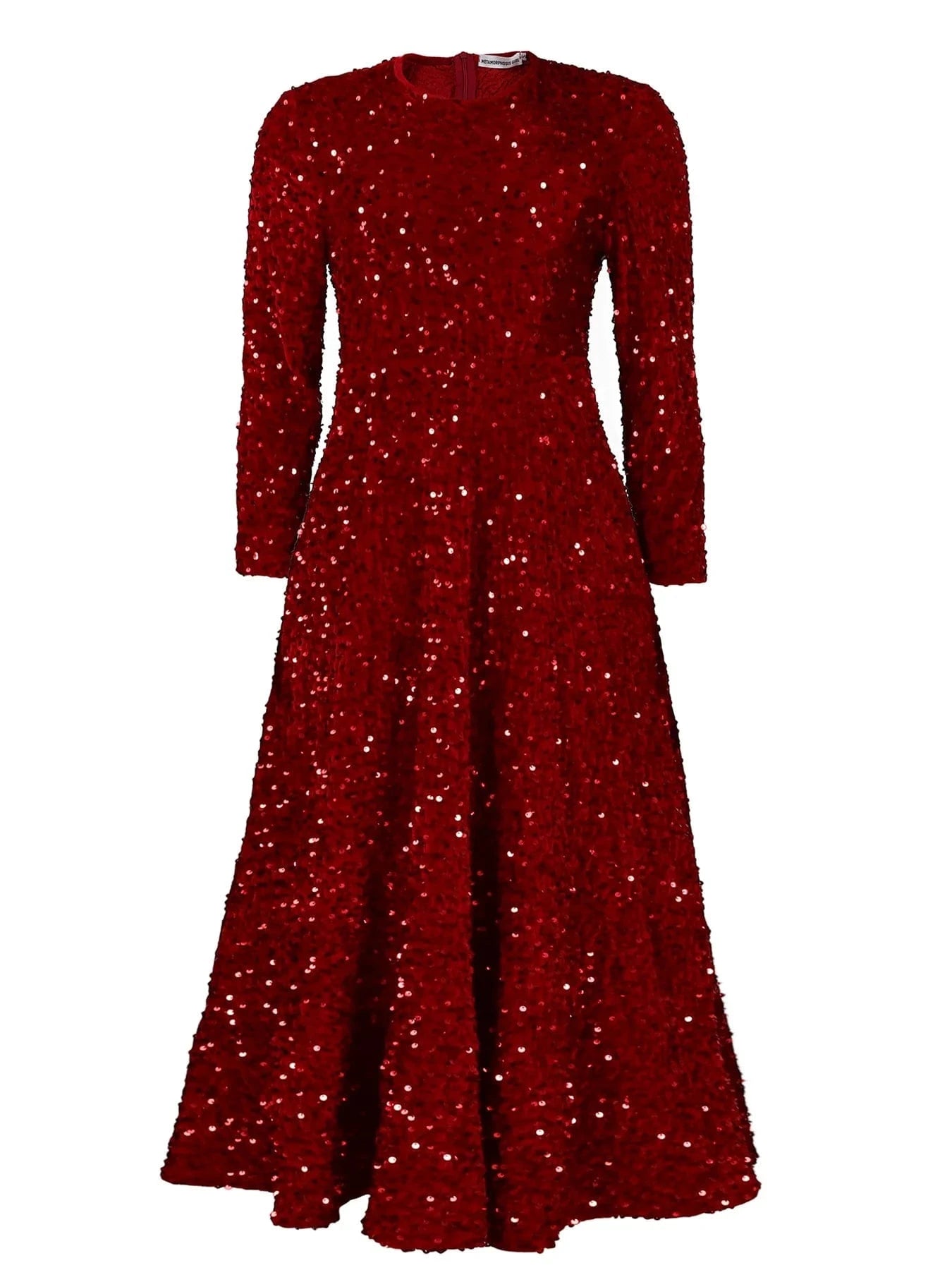 2024 Winter new round neck long-sleeved loose elegant dress S-XXXL plus size solid color sequin Plus Size dress