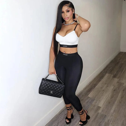 2024 Women Crop Top Tight Pants Sets Summer Clothing Outfits 2 Piece Set Fitness Joggers Two Piece Set for Women