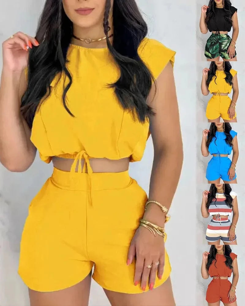 2024 Women Lady Spring and Summer New Hot Fashion Casual Solid Color set Fashion Printed Women's Suit