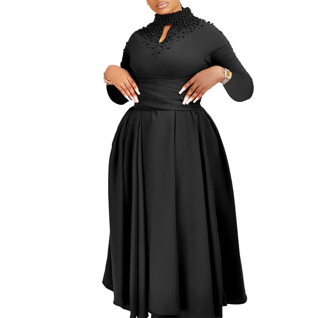 2024 women's clothing luxury evening a line long sleeves heavy beaded formal dress
