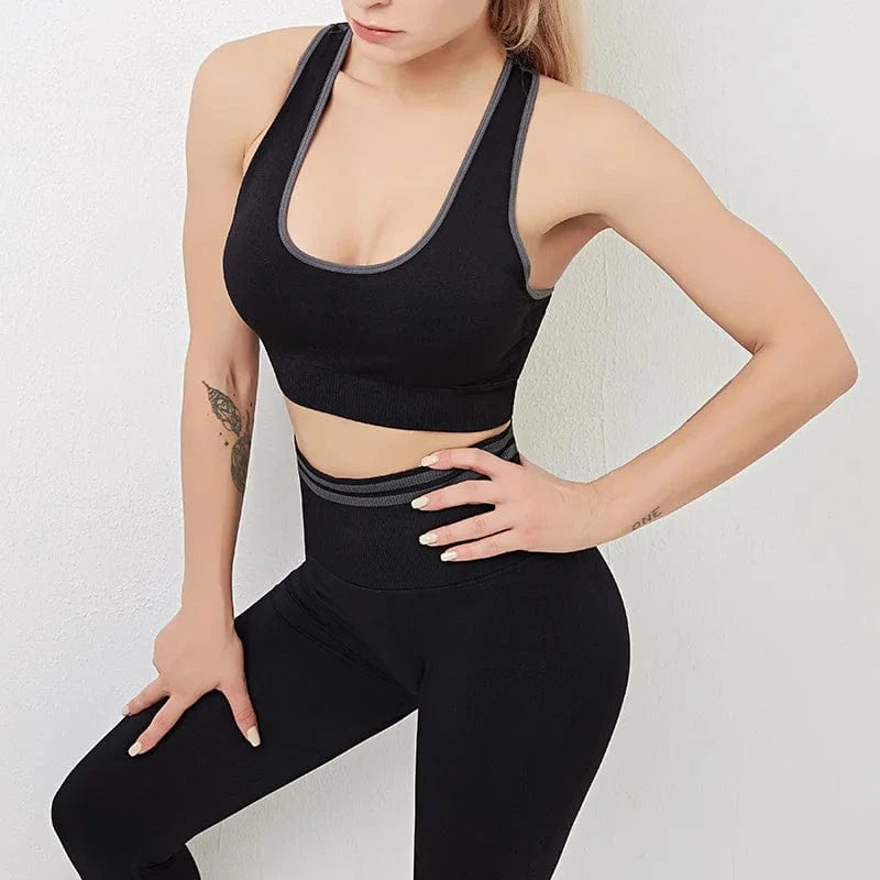 2024 Women Seamless Yoga Fitness Set Running Sports Bra Lifting Hip Tight Yoga Pants