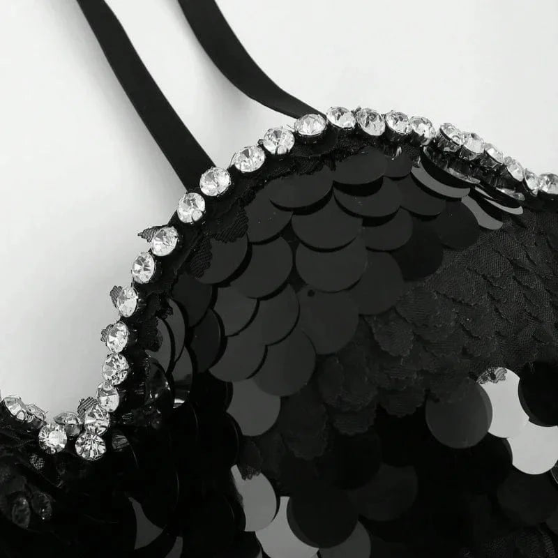 2024 Women Sexy Outwear Night Club Corset Top Rhinestone Crop Tops Bustier Bustier Spaghetti Strap Performance Clothing - Buy Wo