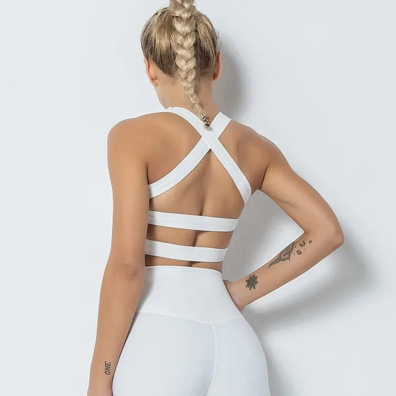 2024 Women sports bra Plus Size cross Back Yoga running fitness vests gathered shockproof sports underwear