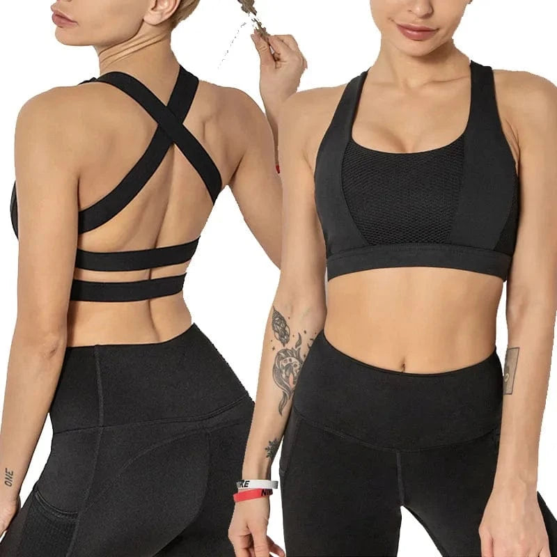 2024 Women sports bra Plus Size cross Back Yoga running fitness vests gathered shockproof sports underwear