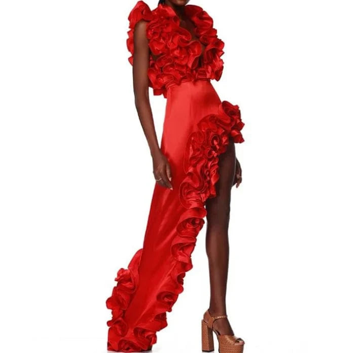 2024 Women Swimsuit and Skirt Sexy Red 3D Flower One Piece Bikini Set Monokini Two Pieces Swimwear Beachwear