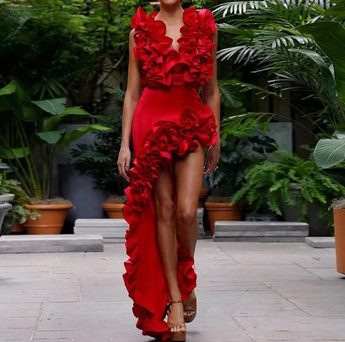 2024 Women Swimsuit and Skirt Sexy Red 3D Flower One Piece Bikini Set Monokini Two Pieces Swimwear Beachwear