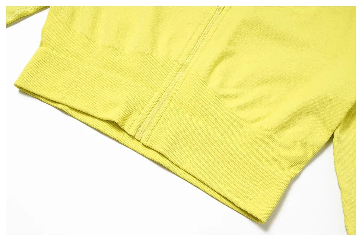 2024 Women Zipper Crop top Activewear Suit Bra Flares Seamless Sportswear Fitness Workout Gym Clothing 3 pcs Yoga Set