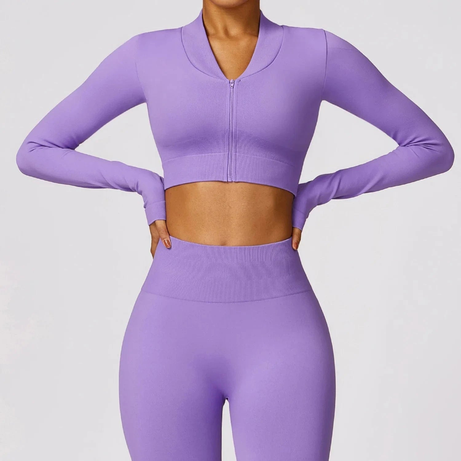 2024 Women Zipper Crop top Activewear Suit Bra Flares Seamless Sportswear Fitness Workout Gym Clothing 3 pcs Yoga Set