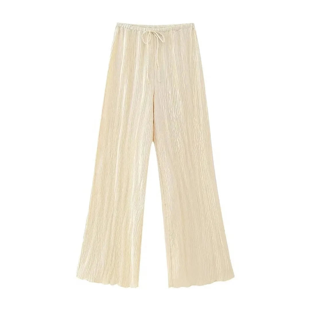 2024 Womens Clothing Women Solid Crop Top Two Piece Pants Set Outfits High Waist Casual Women's Sets