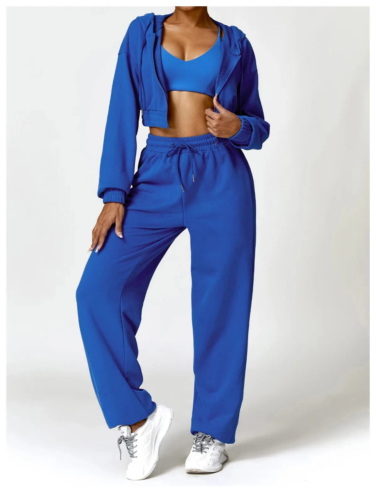 2024 Workout Long Sleeved Hoodies Jacket Jogger pants Sexy Strap Bra Women leggings with pockets Sportswear Fitness Gym Sets