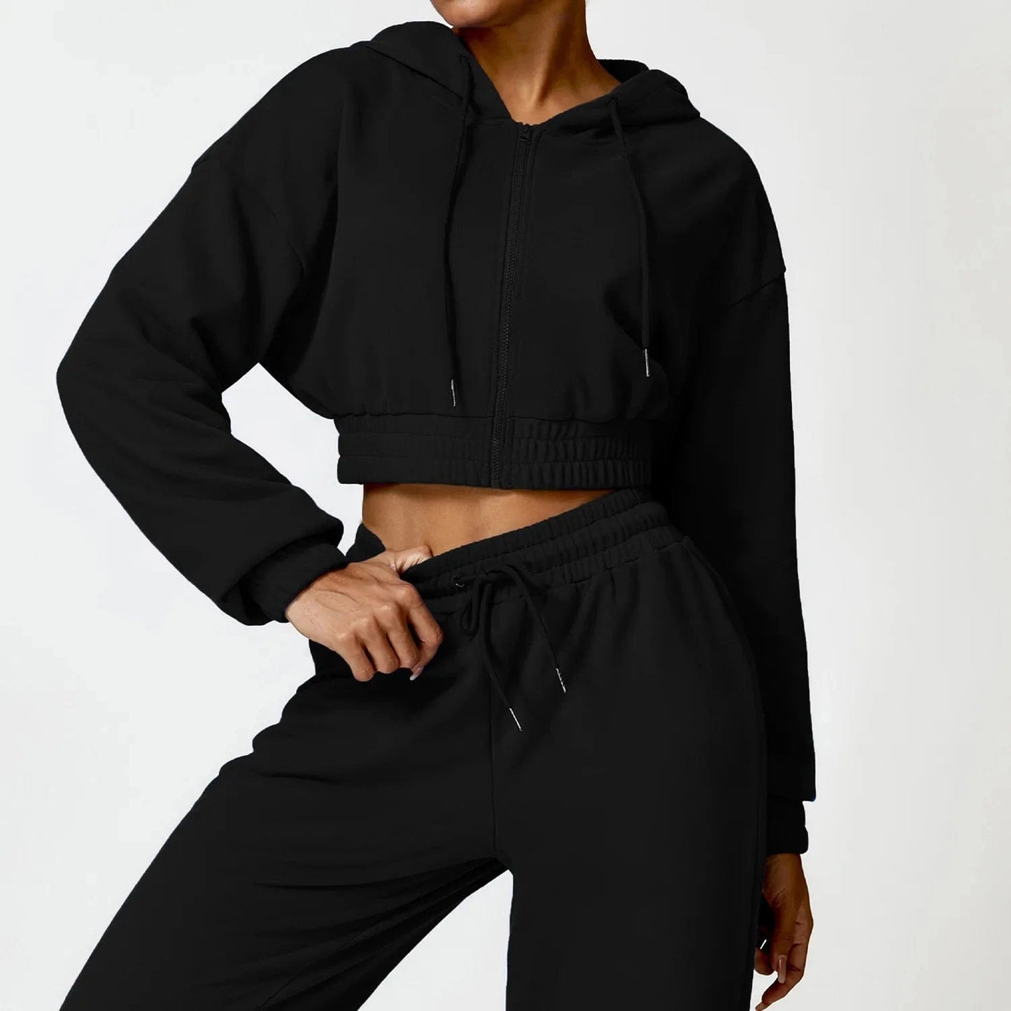 2024 Workout Long Sleeved Hoodies Jacket Jogger pants Sexy Strap Bra Women leggings with pockets Sportswear Fitness Gym Sets