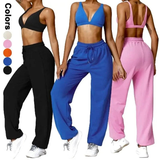 2024 Workout Long Sleeved Hoodies Jacket Jogger pants Sexy Strap Bra Women leggings with pockets Sportswear Fitness Gym Sets