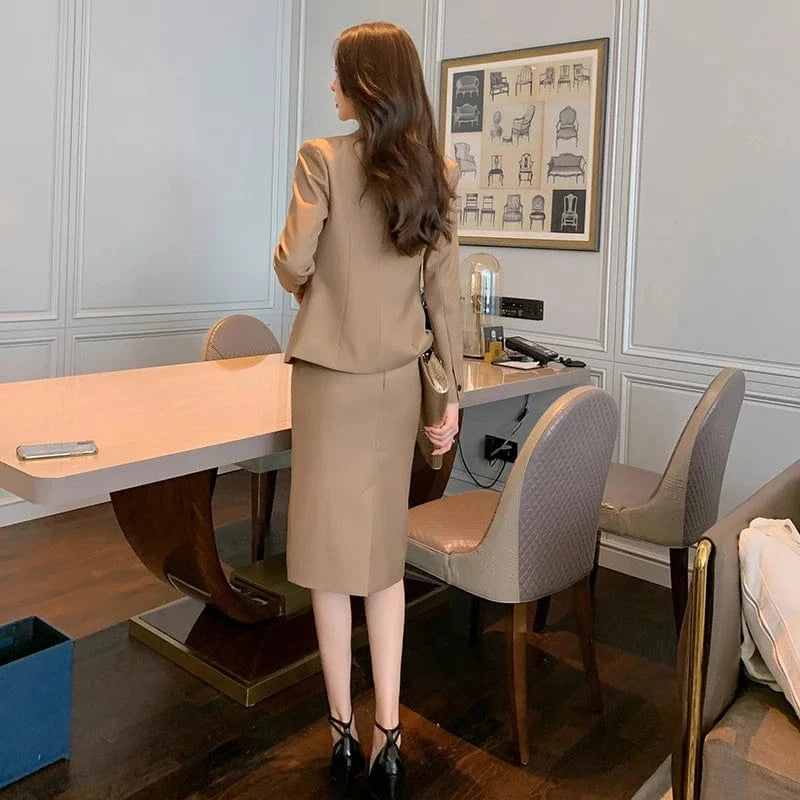 2024 ZY.HT 5192 Autumn New Women'S Clothing Dropshipping Elegant Suit Jacket And Skirt Solid Color Office Ladies Two Piece Suit
