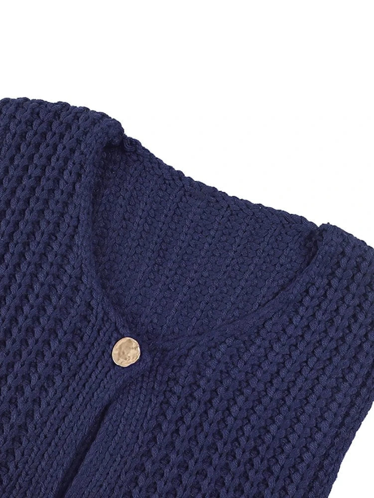 2025 Autumn and Winter New Women's Knitted Vest Single-breasted Solid Color V-neck Casual Holiday Style Fashion Street