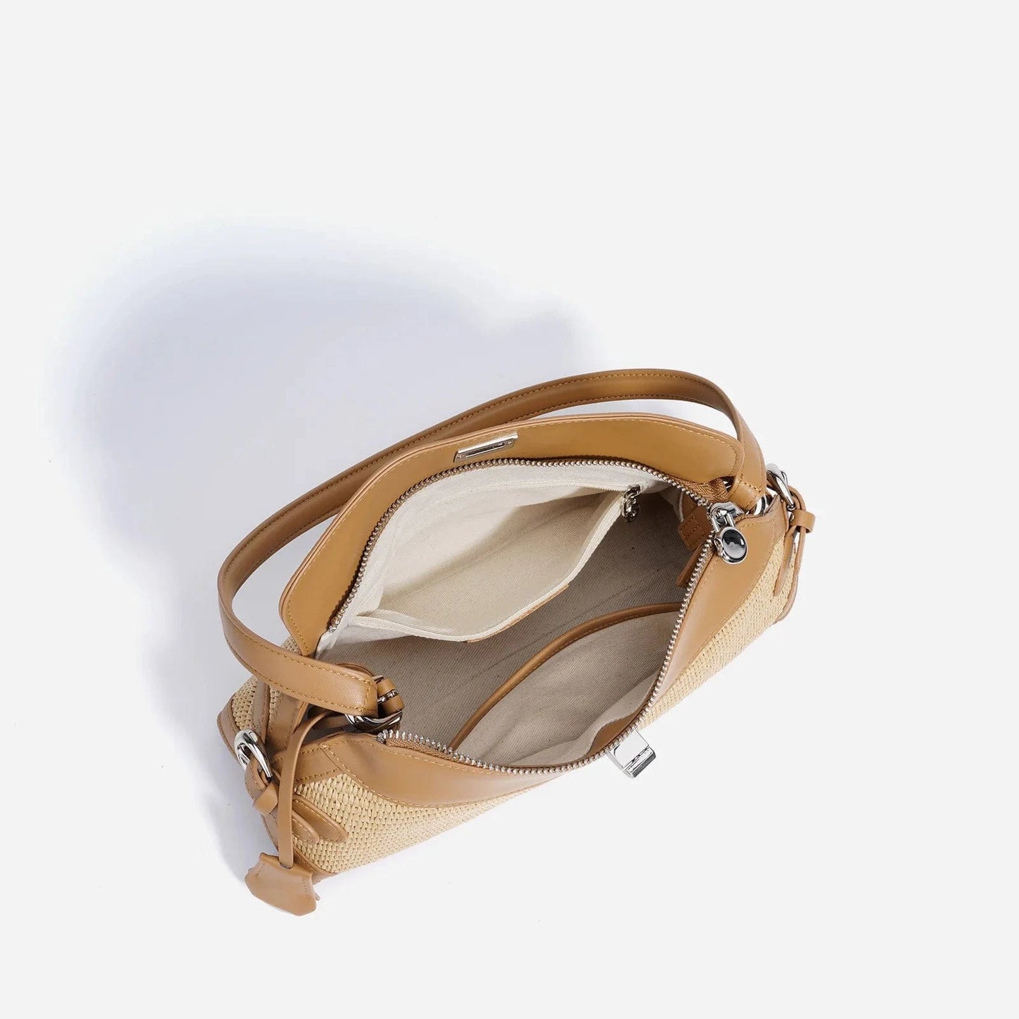 2025 Lightweight Simple Fashion Sling Raffia Crossbody Tote Bag High Quality Genuine Leather Handmade Woven Straw Underarm