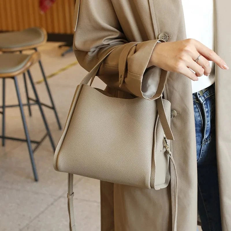 2025 Luxury Genuine Leather Handbags Ladies Real Leather Bucket Shaped Messenger Crossbody Handbag Wholesale Tote Shoulder Bag