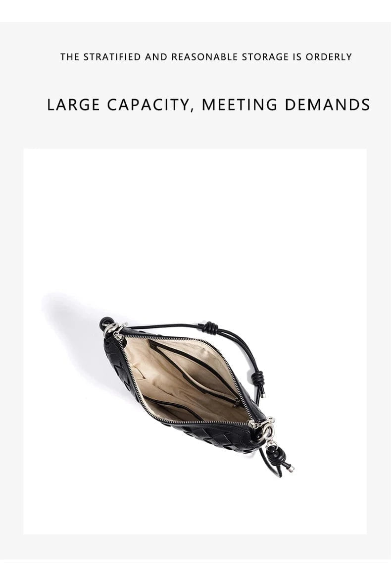 2025 New Design Woven Bag Luxury Genuine Cowhide Leather Women Handbag High-End Women's Hand-Woven Armpit Bag BOLSO DE LUJO