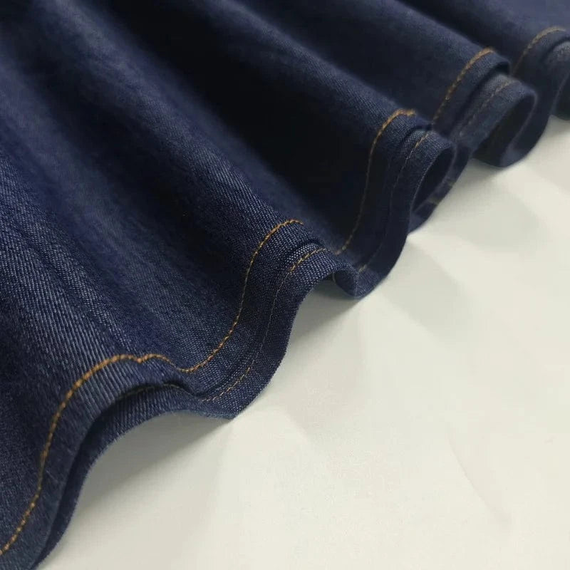 2025 New Fashion Imitation Denim H-Line High Waist Skirts Spring Summer Loose Solid Color Pockets Maxi Skirt For Women