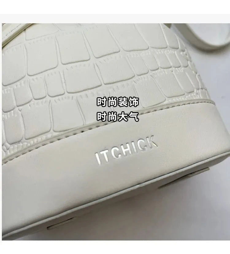2025 New Trendy Women's Drawstring Tote Bag - Vintage Stone Texture Crossbody Satchel with Retro Minimalist Design