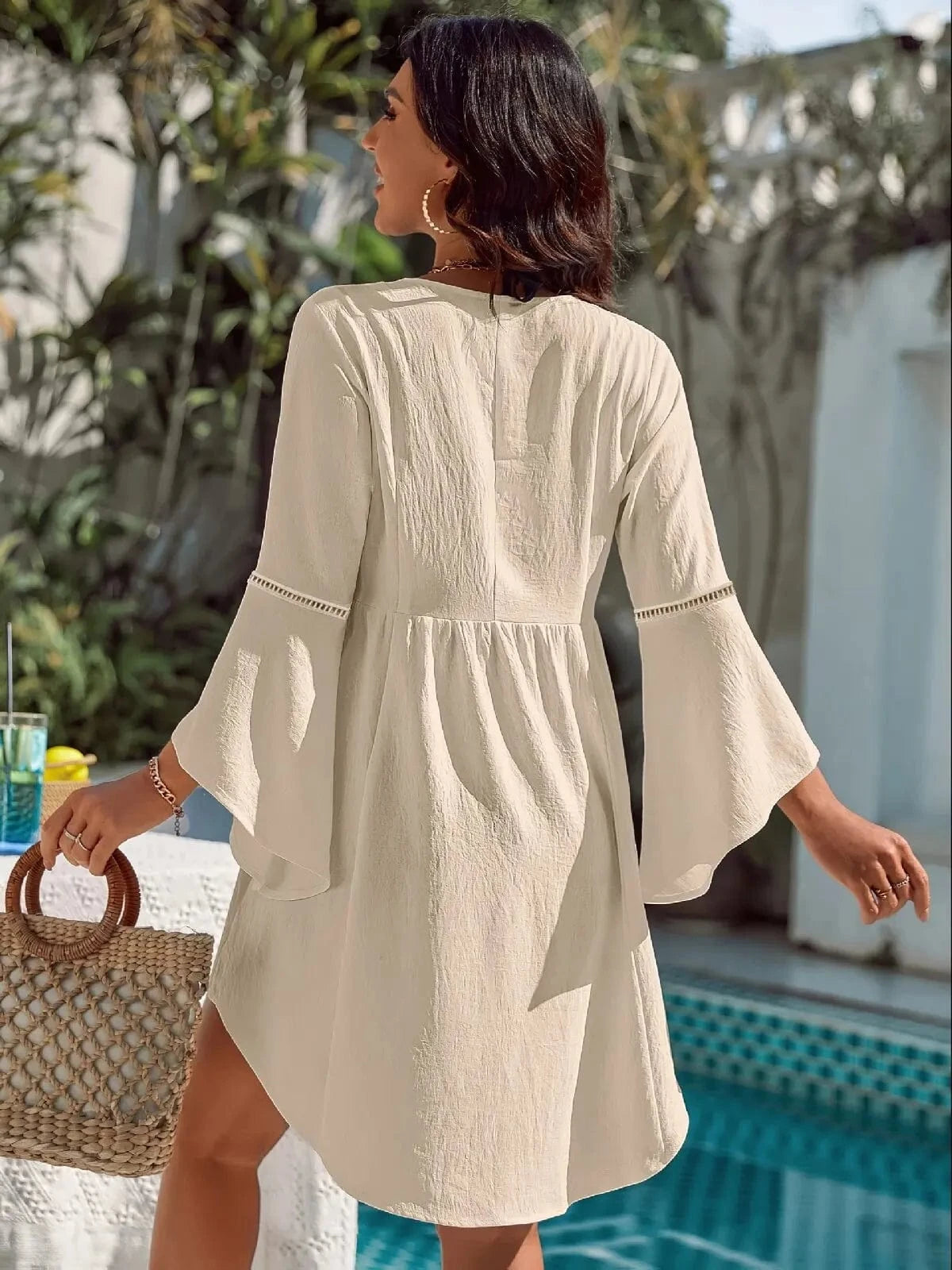 2025 Summer Women's V - Neck Chiffon Swimwear Cover - up Beach Dress