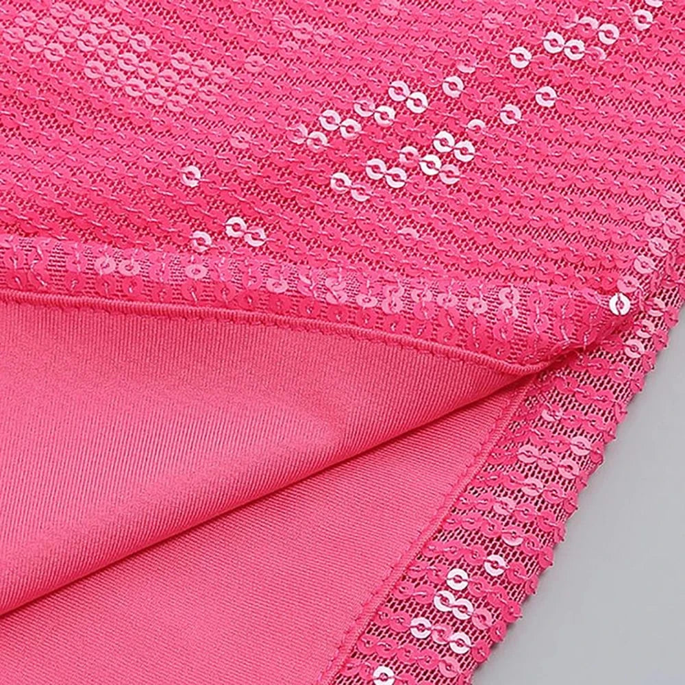 2025 Summer Women Sexy Strapless Ostrich Feathers Sequins Hot Pink Violet Bodycon Dress High Street Party Dress Vestidos