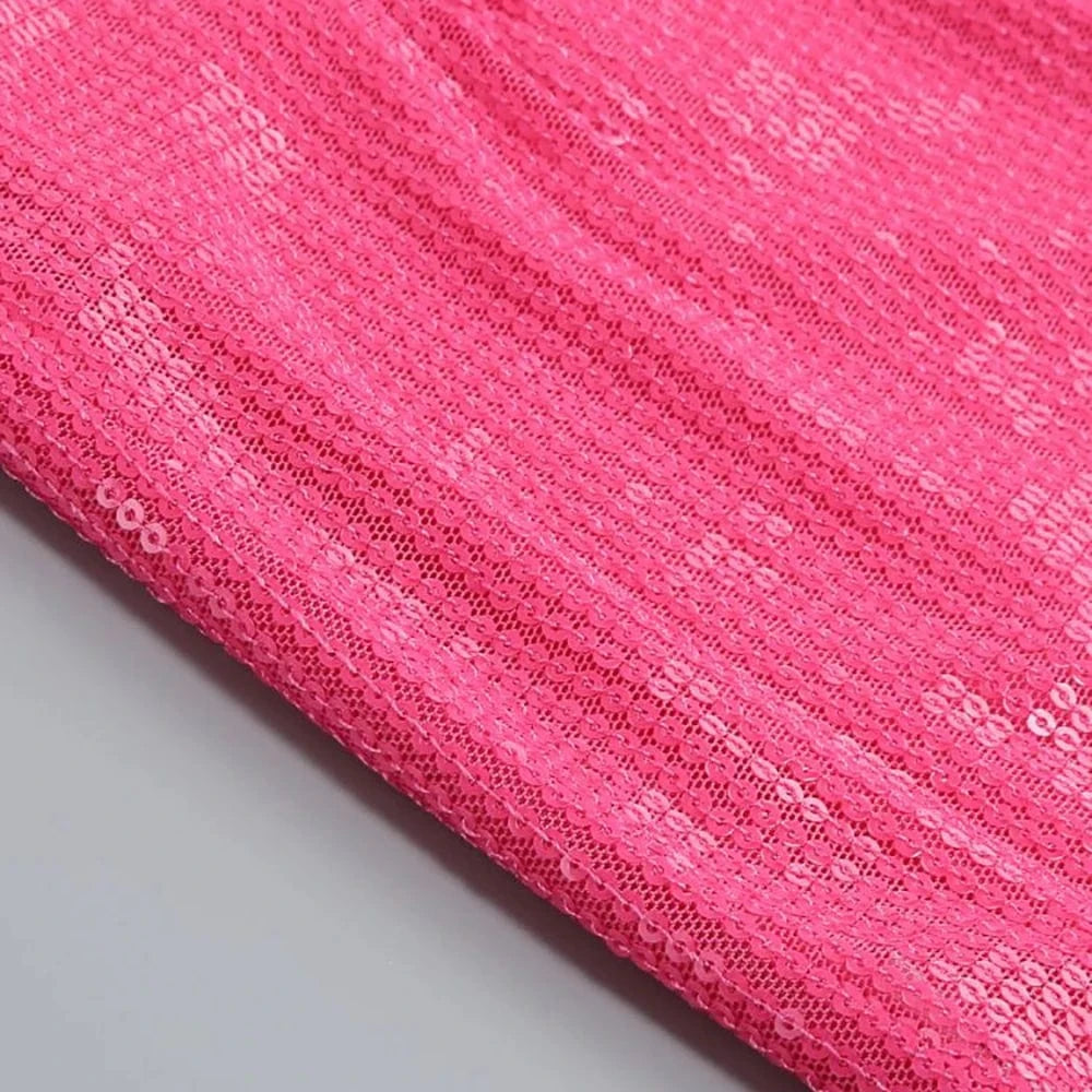 2025 Summer Women Sexy Strapless Ostrich Feathers Sequins Hot Pink Violet Bodycon Dress High Street Party Dress Vestidos