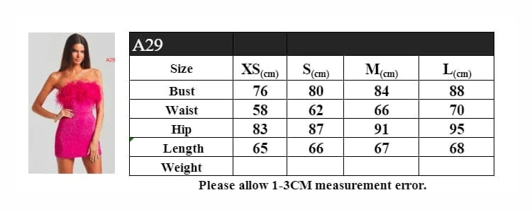 2025 Summer Women Sexy Strapless Ostrich Feathers Sequins Hot Pink Violet Bodycon Dress High Street Party Dress Vestidos