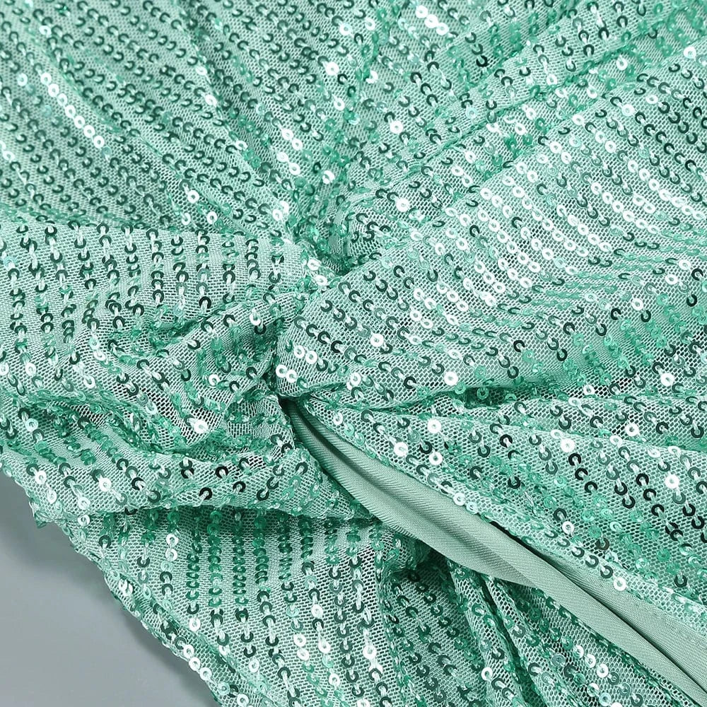 2025 Trendy Inspired Women Sequin Spaghetti Strap Maxi Dress with Square Neckline High Side Slit for Retro-Themed Evening Galas