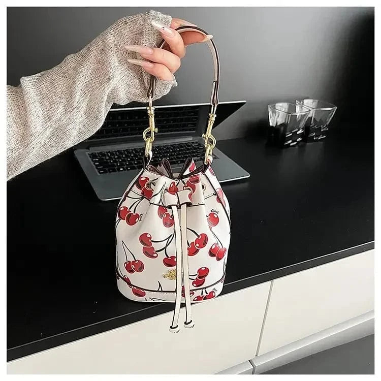 "2025newTextured Bucket Bag Women Artisan Drawstring Shoulder Purse Vintage Motif Crossbody Heritage Accent Carrier"