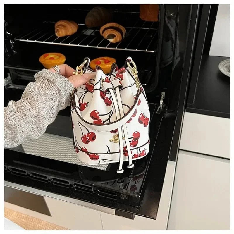 "2025newTextured Bucket Bag Women Artisan Drawstring Shoulder Purse Vintage Motif Crossbody Heritage Accent Carrier"