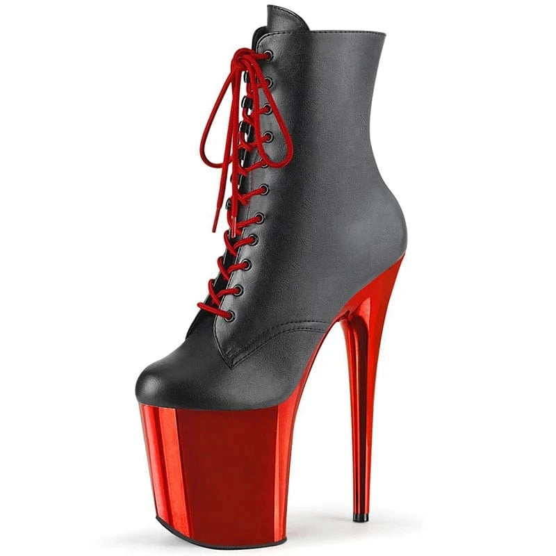 20cm super high heel sexy fetish pole dance high heels female short boots laced waterproof platform large size fashion strip