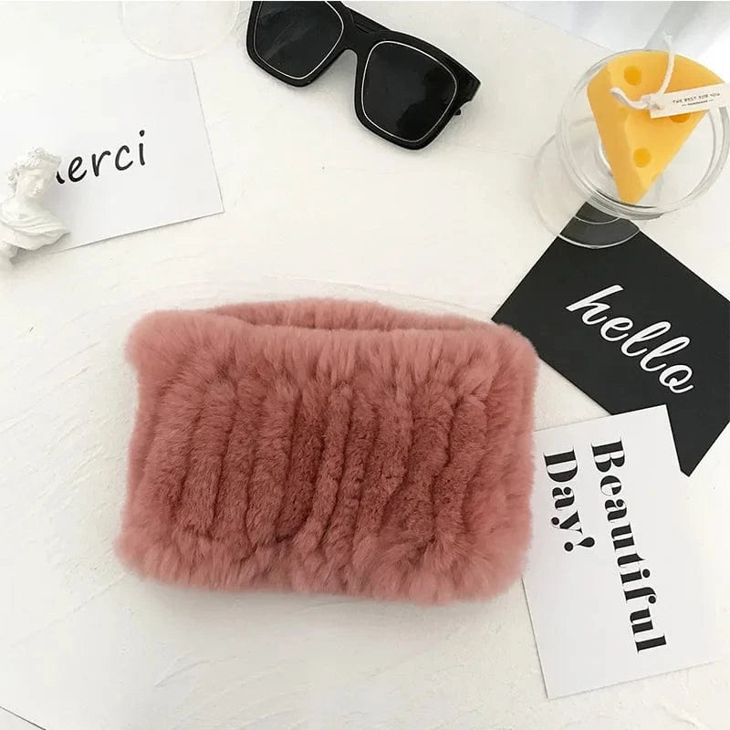 21 Winter Knit Rex Rabbit Fur Headbands High Elastic Knitted Neck Warmer Scarves for Women