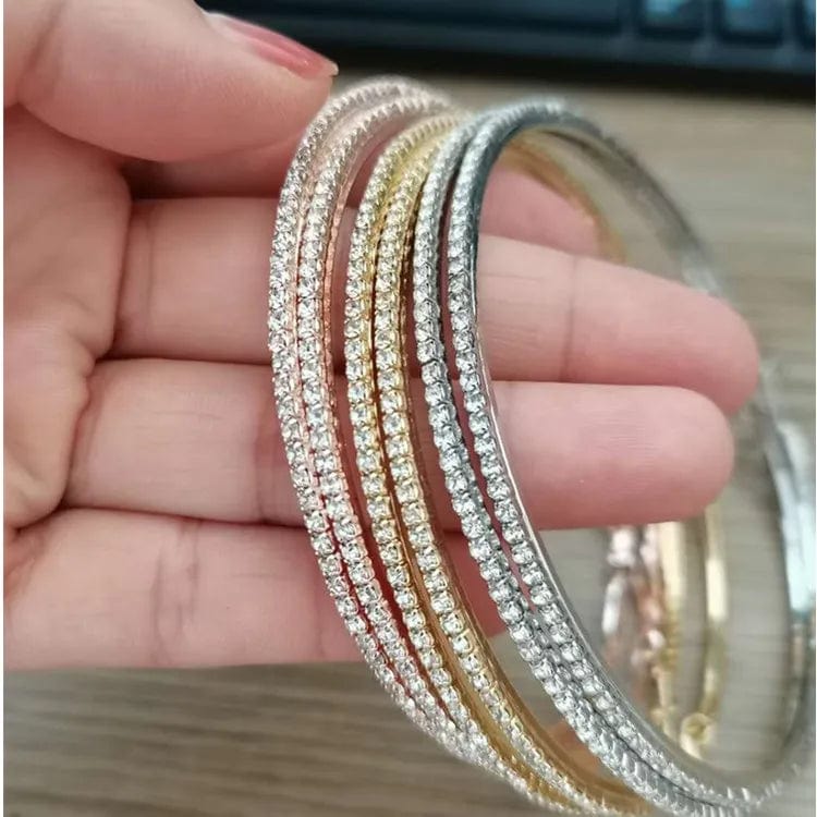 21524 60-100mm Full Rhinestone Round Big Hoop Earrings Trendy Gold Plated Zircon Statement Earring
