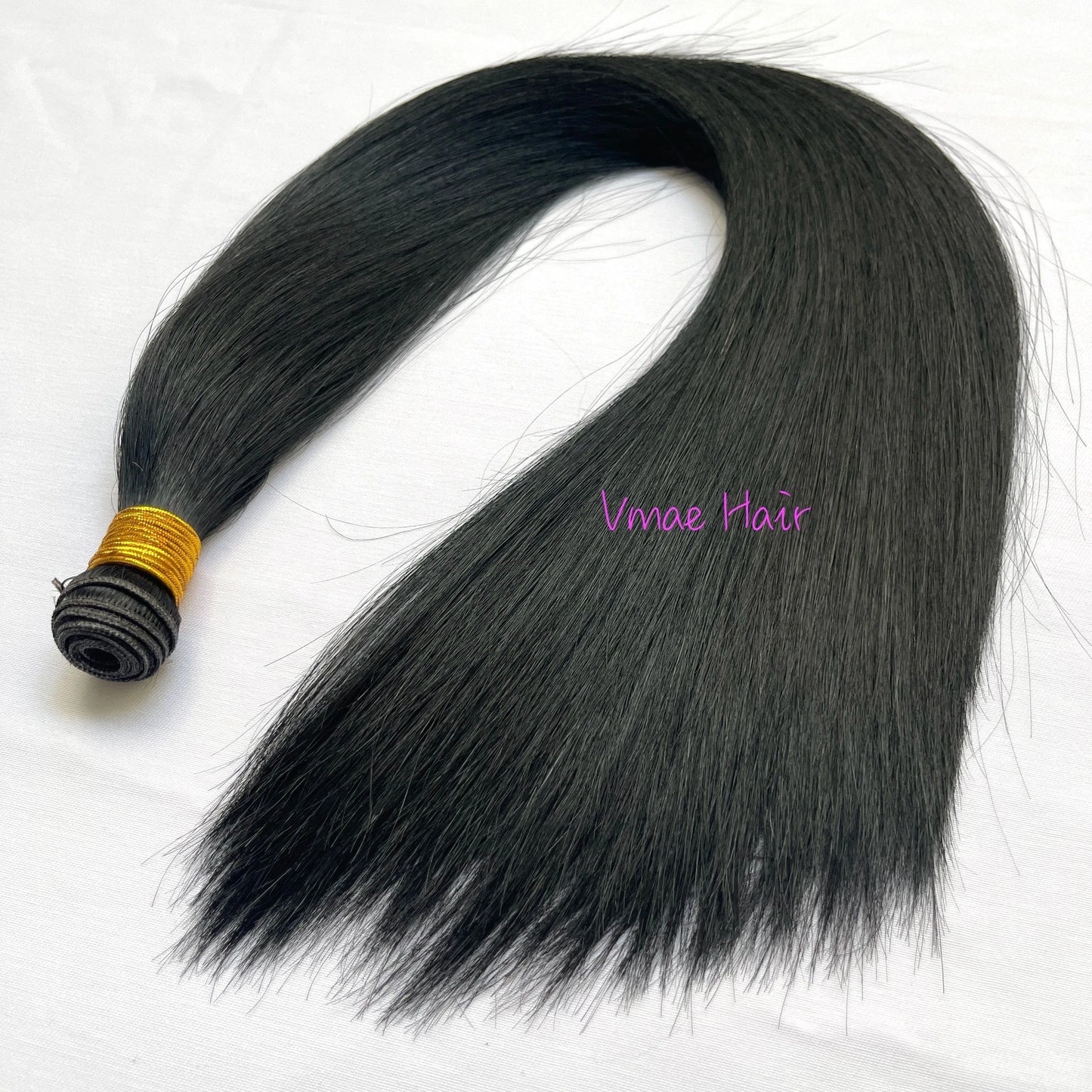 22 Inches / #1 VMAE Double Drawn Straight Hand Tied Invisible Virgin Remy Cuticle Aligned Genius Russian Weft Human Hair Extensions Human Hair