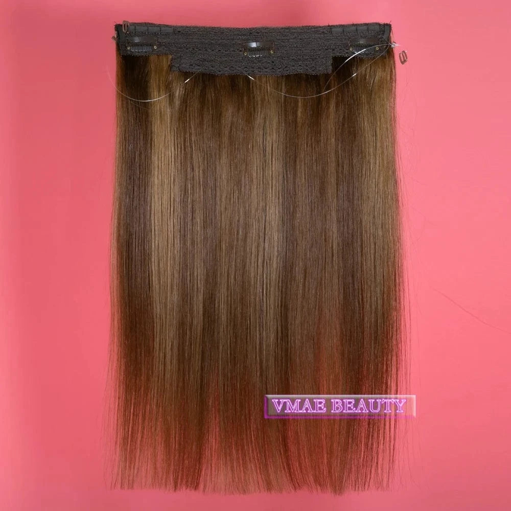 22 Inches / P#4/6 VMAE Remy Blonde Highlight Color Straight Russian Cuticle Aligned Raw Virgin Halo Hair Extensions Human Hair