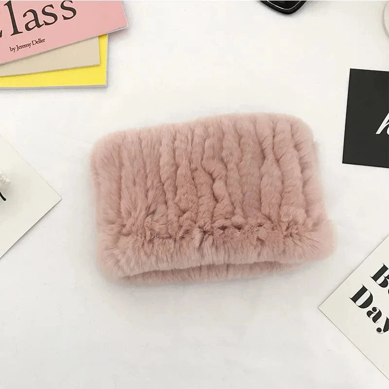 22 Winter Knit Rex Rabbit Fur Headbands High Elastic Knitted Neck Warmer Scarves for Women