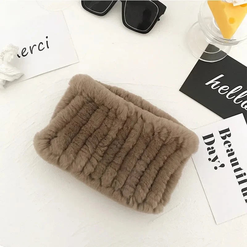 23 Winter Knit Rex Rabbit Fur Headbands High Elastic Knitted Neck Warmer Scarves for Women