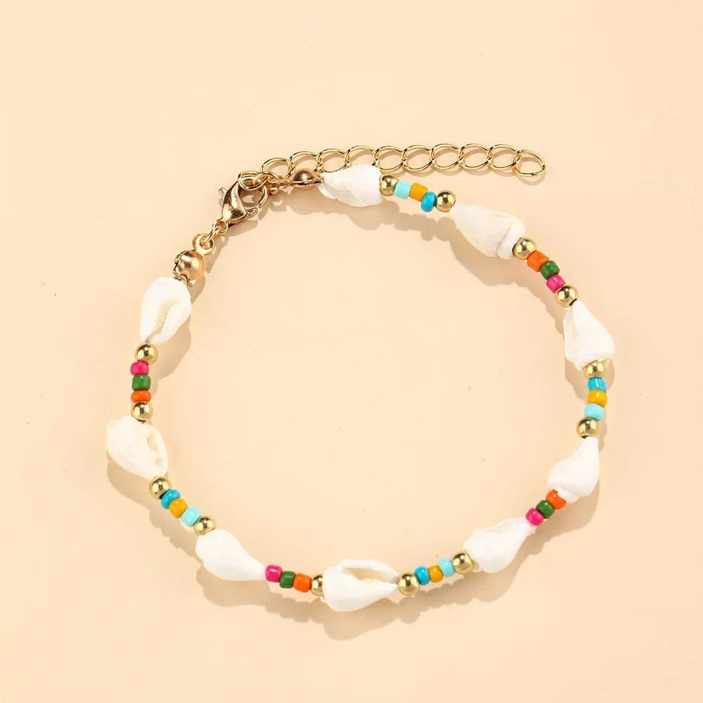 23cm / KRKC-0056-BR-23cm KRKC Hawaiian Tear Drop Shell Natural Pearl Pendant Jewelry Wholesale Trendy 18k Gold Bohemian Women Colorful Bead Necklace