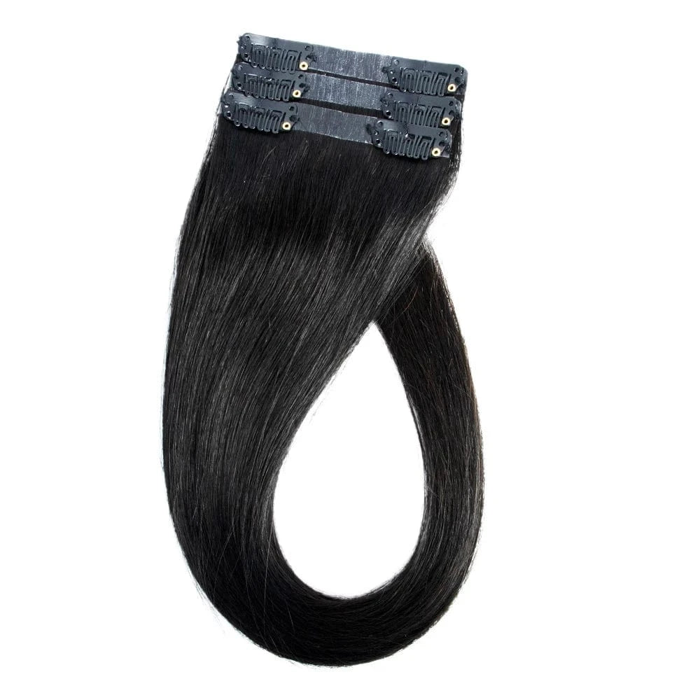 24 Inches / Black Russian clip in hair extensions 100human hair Cuticle Aligned Virgin 100g 120g one donor PU seamless clip in hair extens