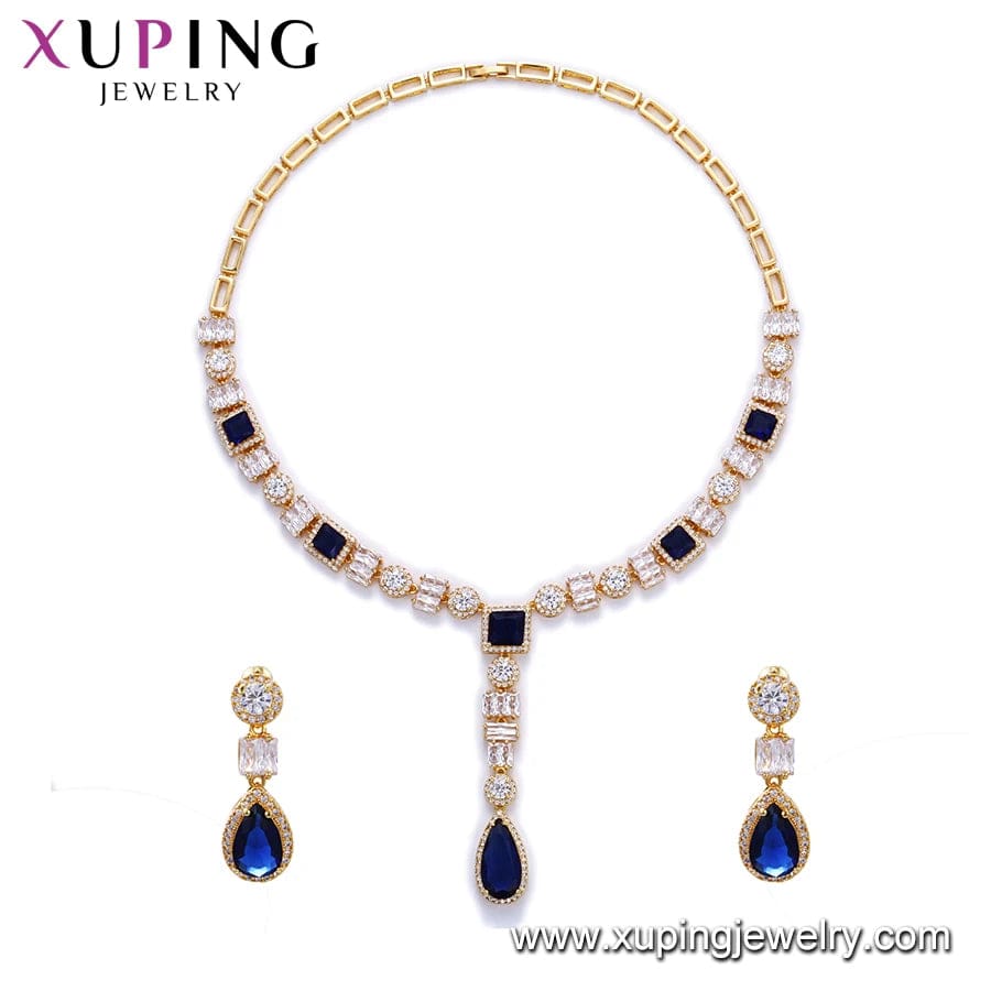 24k gold Set-57 xuping cubic dubai gold jewelry, 24k gold luxury wedding bridal jewelry set indian jewellery, gold jewellery