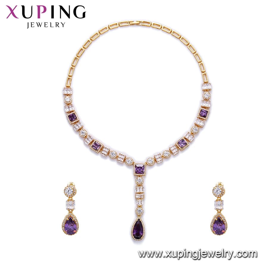 24k gold Set-57 xuping cubic dubai gold jewelry, 24k gold luxury wedding bridal jewelry set indian jewellery, gold jewellery