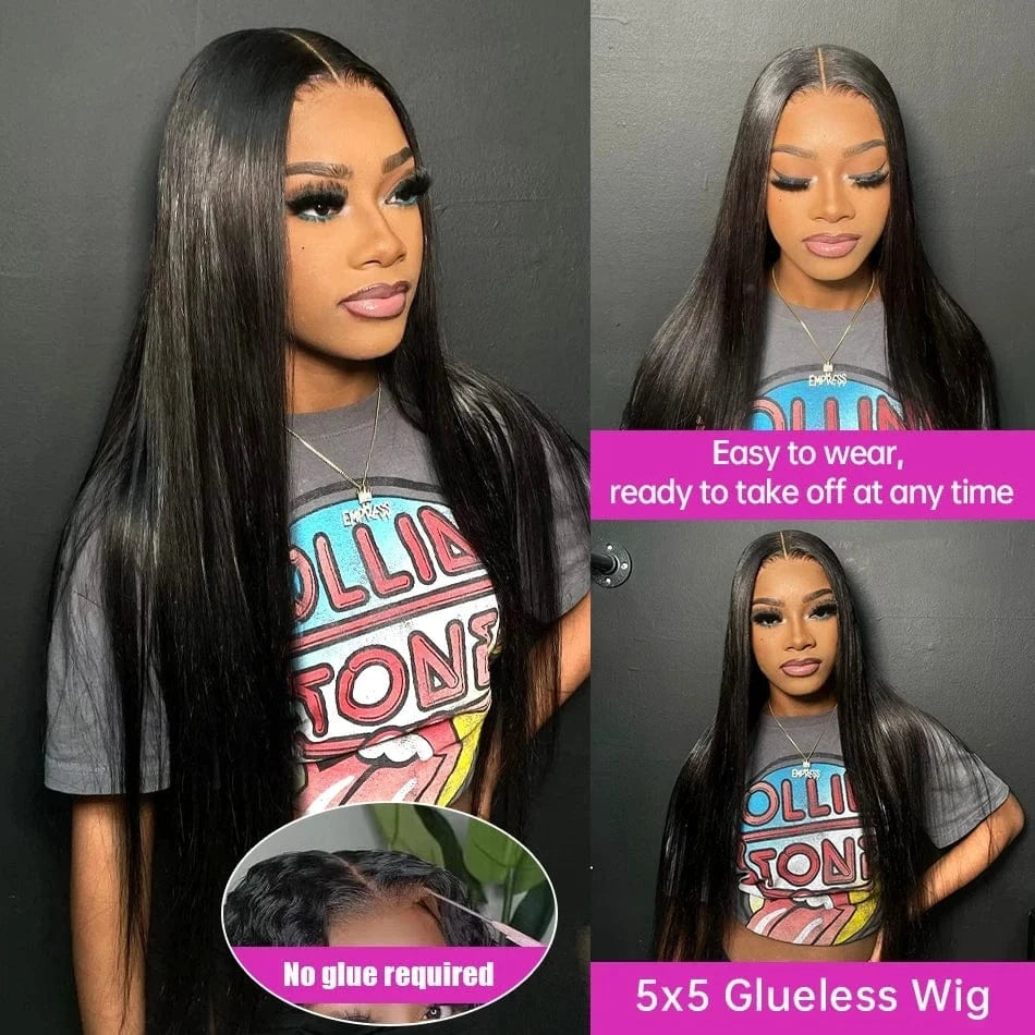 250 silky Straight Lace Front Wigs Human Hair Transparent HD Lace Frontal Wig 30 inch Glueless Closure Wig