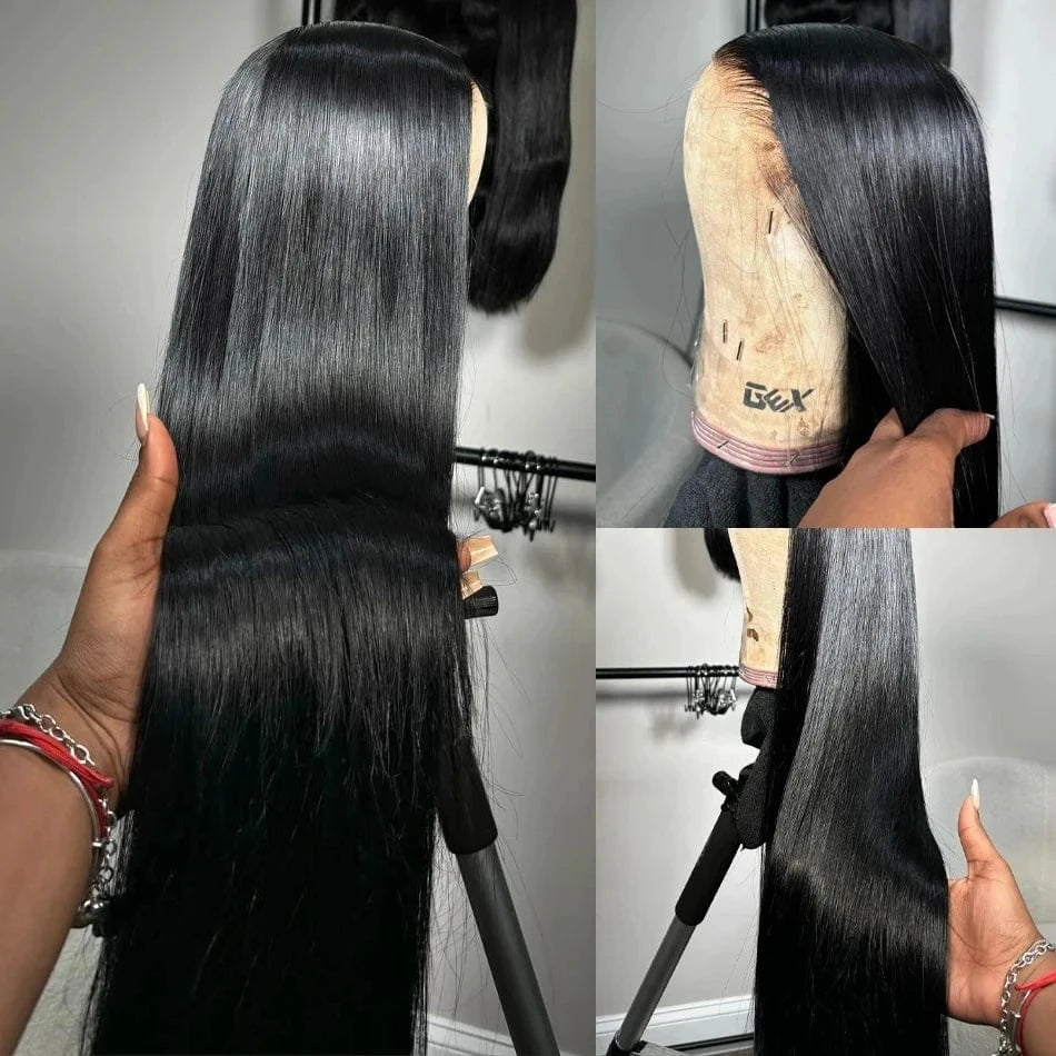250 silky Straight Lace Front Wigs Human Hair Transparent HD Lace Frontal Wig 30 inch Glueless Closure Wig