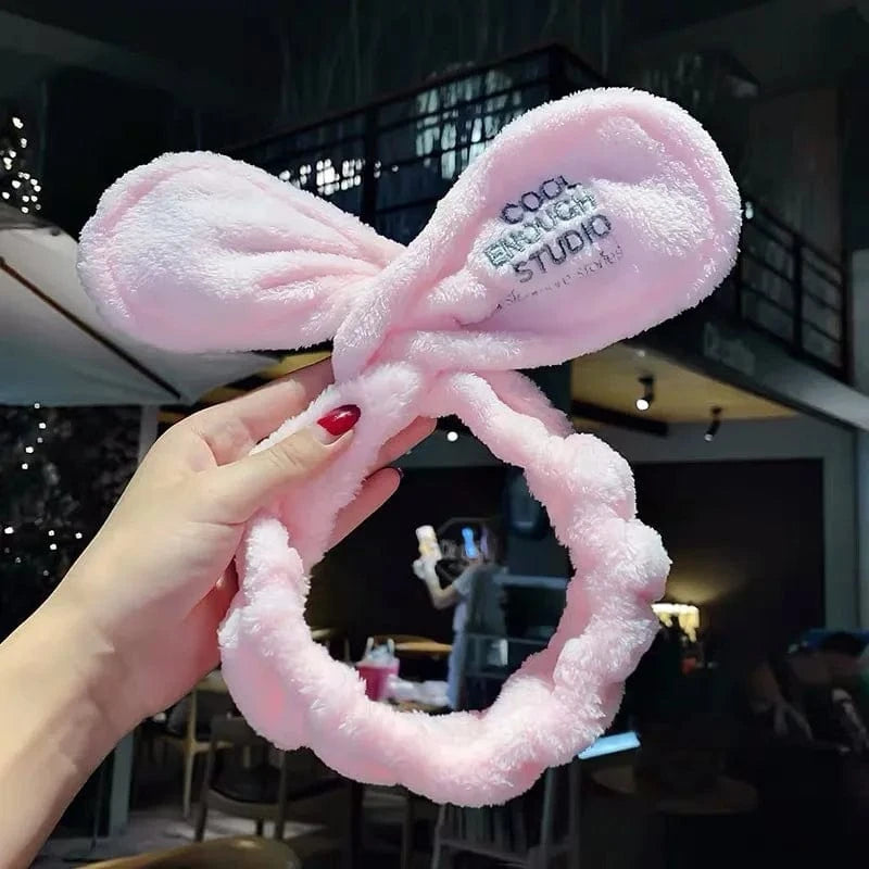 26 Cross Pink Adjustable Elastic Headband Custom Logo OMG Bowknot Wash Face Hairband Rabbit Cat Ear Cute Plush Lady Soft Women Elastic Hair Band Flannel Make up Headbands